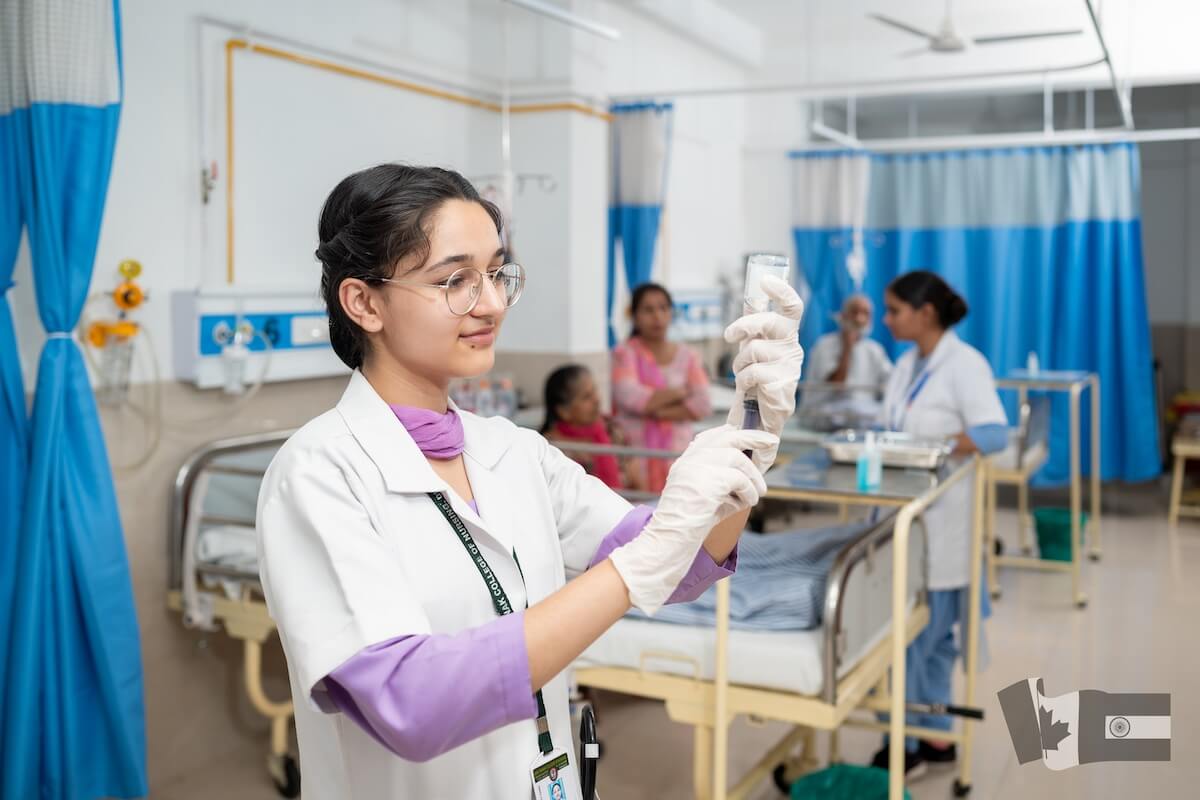 Nursing student in clinical learning in ICU in rural Punjab